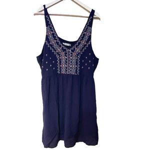 Maurices dress plus size 3 embroidered tank dress navy blue